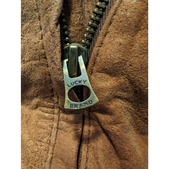 Lucky Brand Lucky Legend Womens Brown Suede Leather Jacket Size Medium Laced - Picture 13 of 16